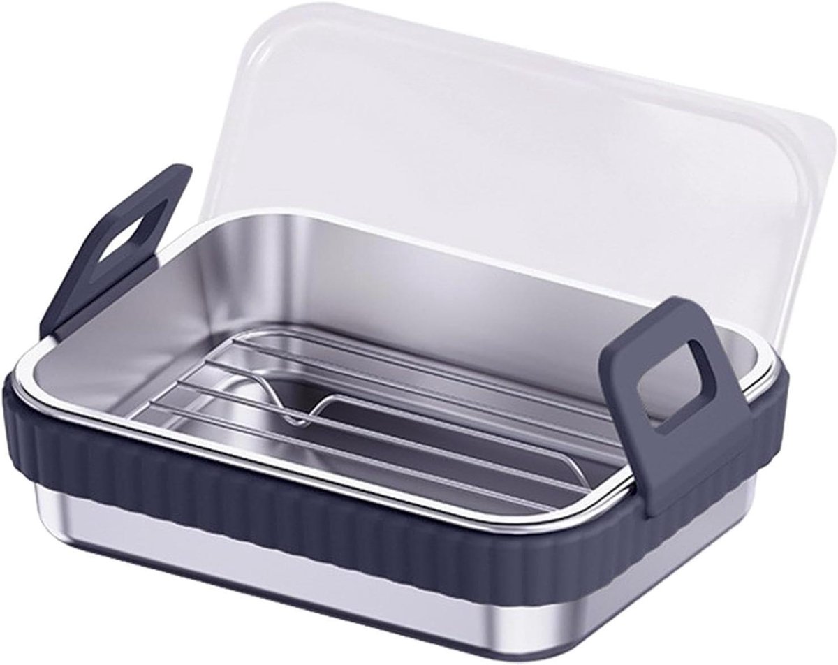 Airfryer Mand Bakplaat Braadpan Knapperig Voedsel Bereiden Antiaanbak Kookgerei 20 x 15 x 5.5 cm Grijs