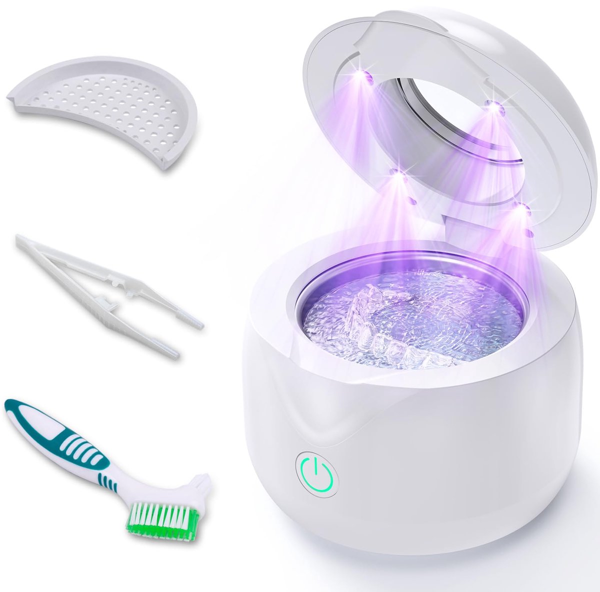 SnelShoppen - Ultrasone reiniger 45000 Hz met UV-lamp, 200 ml, 25 W voor tandheelkundige goten, prothesen, aligners, beugels, tandenborstelkoppen en s