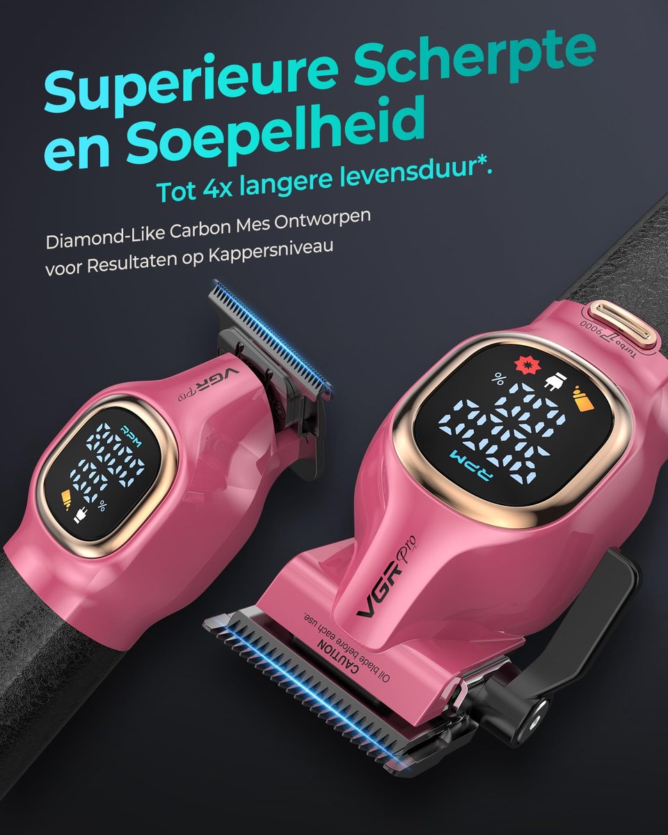 SnelShoppen - Professionele Draadloze Tondeuse voor Mannen, 9000RPM Barber Clipper Set met Precisie Snijbladen, Ideaal voor Thuis en Kappers, Zwart, S
