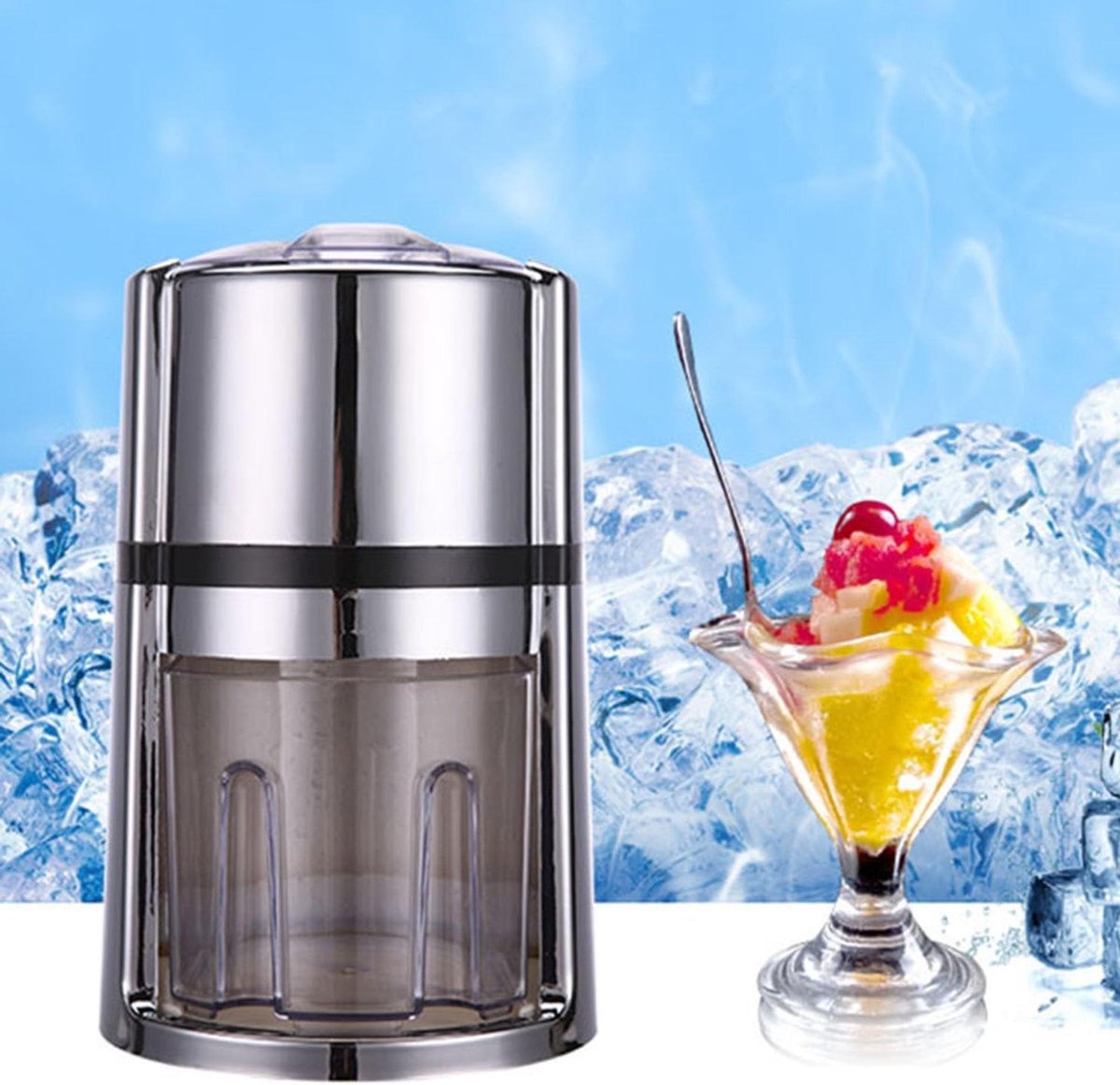 Handmatige IJscrusher - IJsvermaler IJsmachine - Dranken Bereiden - Transparant Deksel - Compact Formaat - Wit