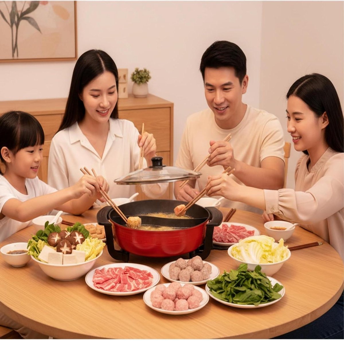 Elektrische Hot Pot - Fonduepan Kookpot - Gezellig Eten - Multifunctioneel Apparaat - 6 Liter - Rood Zwart