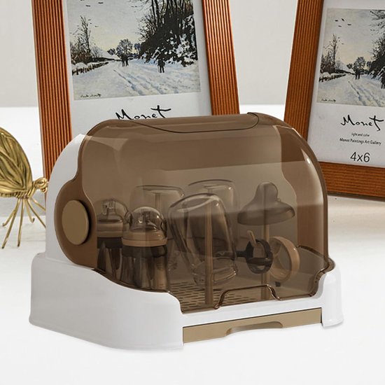 Flessendroger Opbergdoos - Droogrek Babyflessen - Flessen Organiseren - Stofdichte Beschermhoes - 265 x 264 x 265 cm - Bruin — afbeelding 3