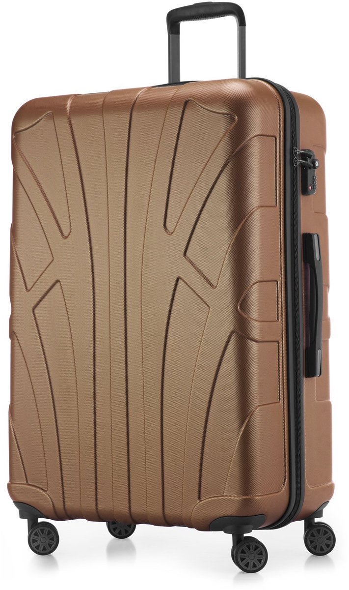 SnelShoppen - Grote Harde Koffer 76x53x31 cm ABS Uitbreidbaar met TSA Slot en 4 Dubbele Wielen | Lichtgewicht 96-110L Bruin Trolley voor Vakantie en R