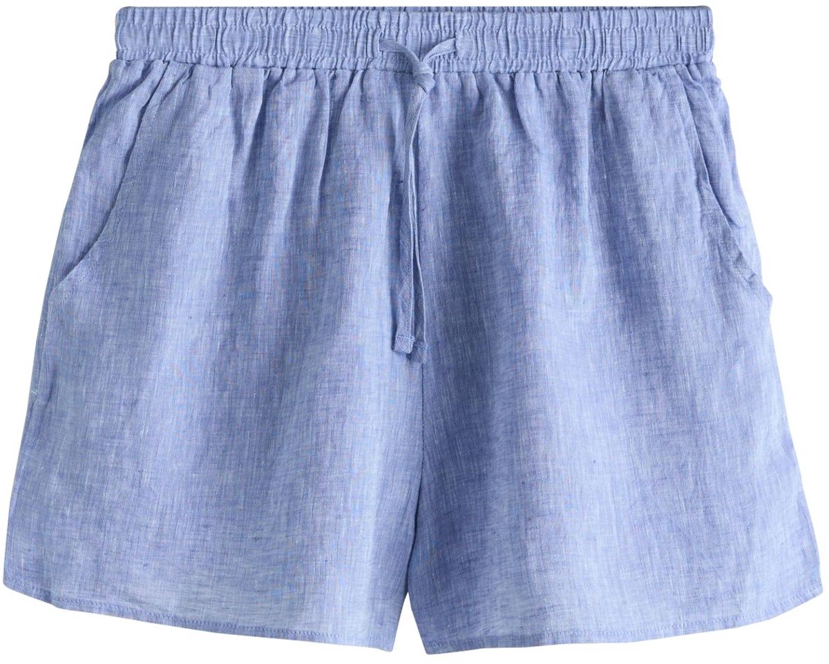 Next - Dames - N. Premium 100% linnen short - Blauw
