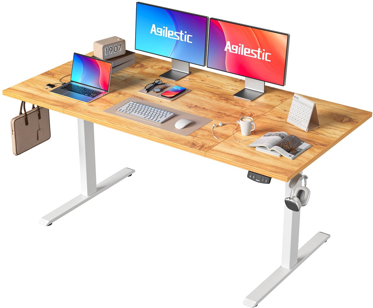 SnelShoppen - Elektrisch in Hoogte Verstelbaar Bureau 160x80 cm - Zit-Sta Bureau met Geheugenfunctie - In Hoogte Verstelbare Computertafel - Gamingbur