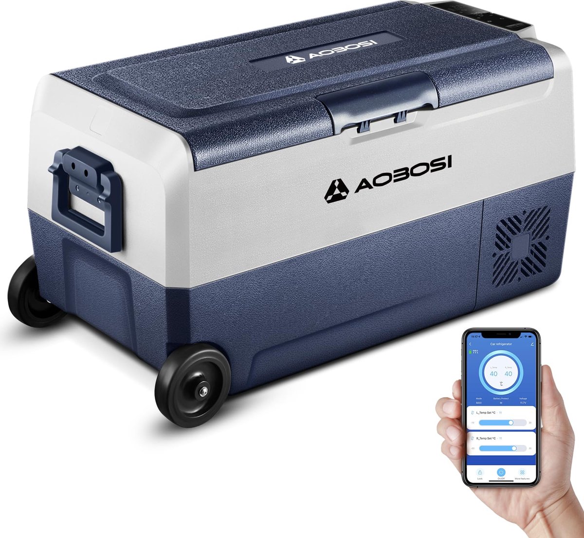 SnelShoppen - AAOBOSI Compressor-koelbox 36L met App-Bediening - Koelbox voor Auto, Vrachtwagen, Boot en Camper - 12/24V en 100-240V - Tot -20°C - Dua