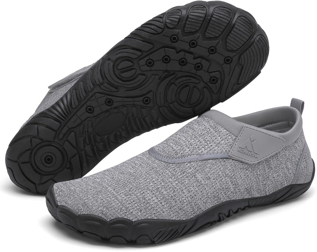 SnelShoppen - Waterschoenen Dames en Heren Antislip Ademend Maat 36-46 Asgrijs - Perfect voor Strand, Zwemmen, Camping en Sport