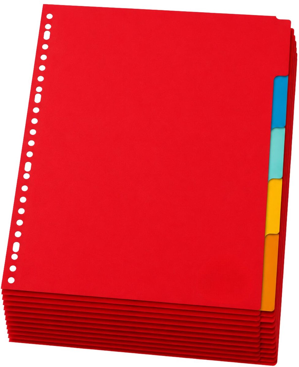 Stylex A4 tabbladen set - 15x stuks - gekleurd - 23 ringen - karton - ringmap tabs