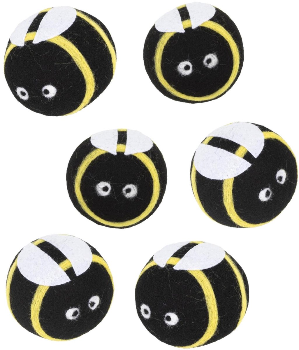 HI drogerballen/wasbollen - 6x stuks - bijen - voor zachte/kreukvrije was - wasdroger ballen