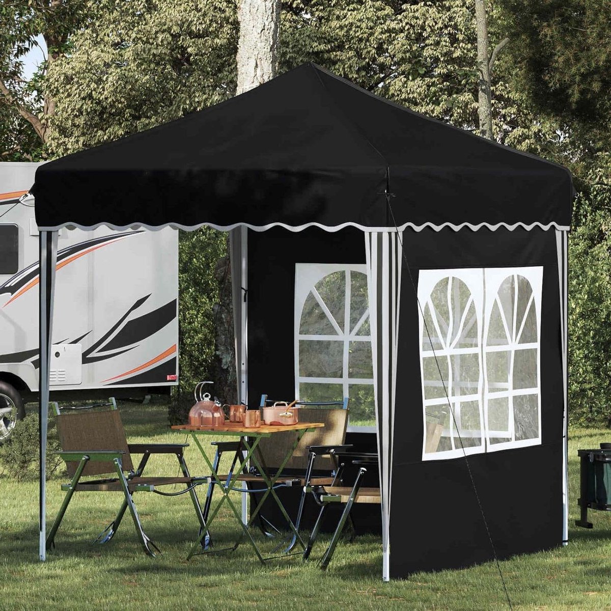 Pop-up Partytent - Feesttent Gazebo - Buitenfeest Organiseren - In Hoogte Verstelbaar - 195 x 195 cm - Antraciet