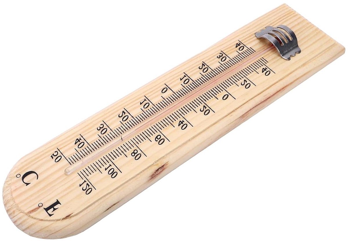 Wandthermometer - Houten thermometer - Temperatuur bewaken - Gedurfd display - 27 cm - Houtkleur