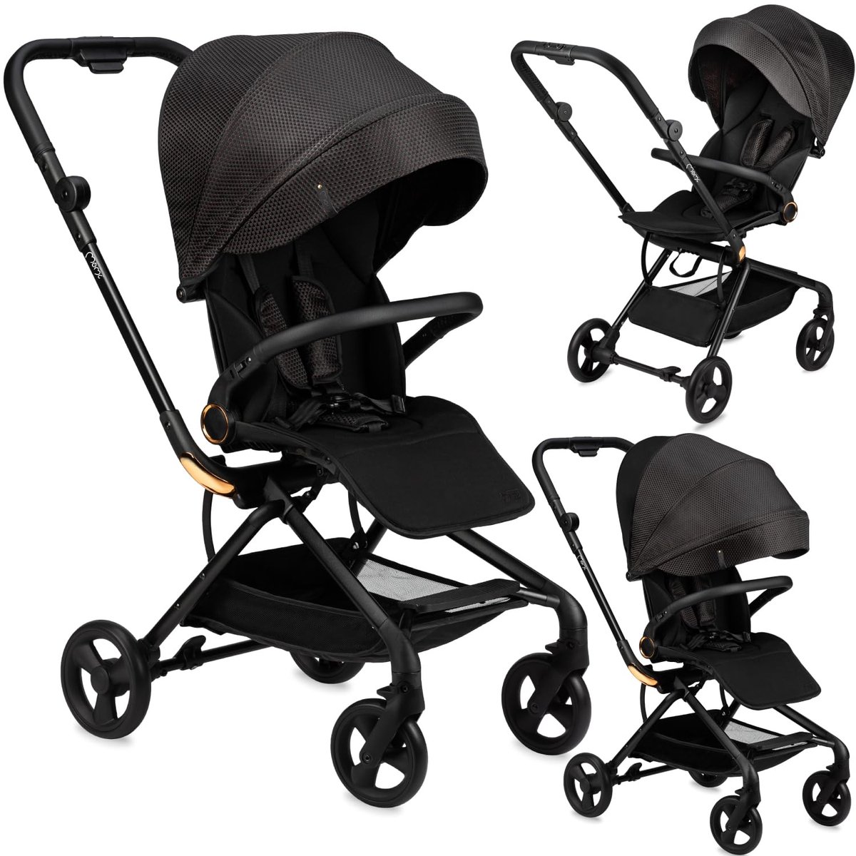SnelShoppen - Opvouwbare Kinderwagen voor Kinderen vanaf 6 Maanden met 360° Zitting, 5-Punts Veiligheidsgordel, Boodschappenmand en Draaggreep - Ideaa