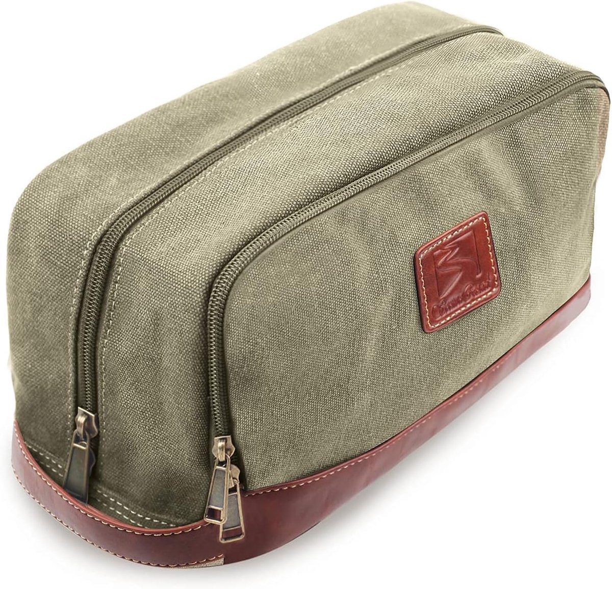 SnelShoppen - Grote Canvas Toilettas voor Heren en Dames - Waterbestendig Veganistisch Leer - Ophangbare Dopp Kit Scheertas - Ideaal voor Camping, Rei