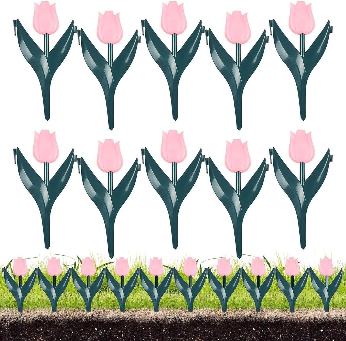 Bloembedrand Set - Tuinafzetting Borderrand - Tuin Decoratie - Bloemvormige Blokken - 10 stuks - Roze