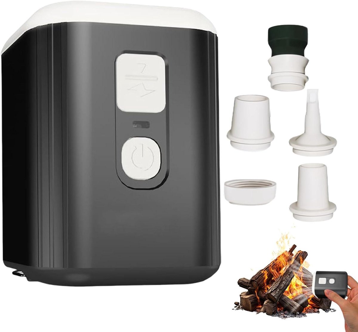 Elektrische Luchtpomp - Opblaasapparaat Outdoor - Kamperen en Reizen - Ingebouwde LED Verlichting - 180L/min - Zwart