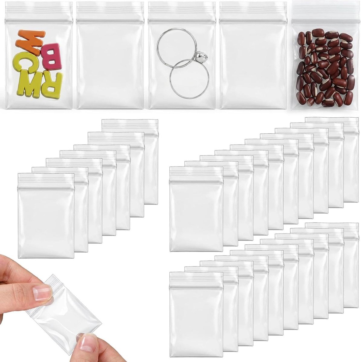 Mini Plastic Bags - Resealable Pouches - Sieraden Opbergen - Sluiting met Drukknop - 4 x 6 cm - Transparant
