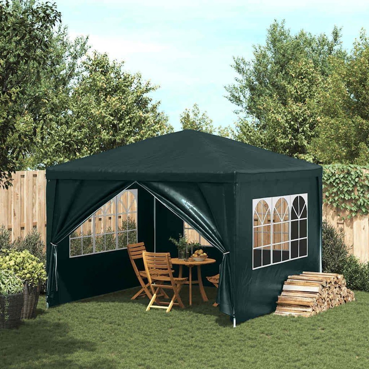 Partytent Groen - Tuintent Paviljoen - Feestjes Buiten - UV- en Waterbestendig - 3 x 3 m - Groen