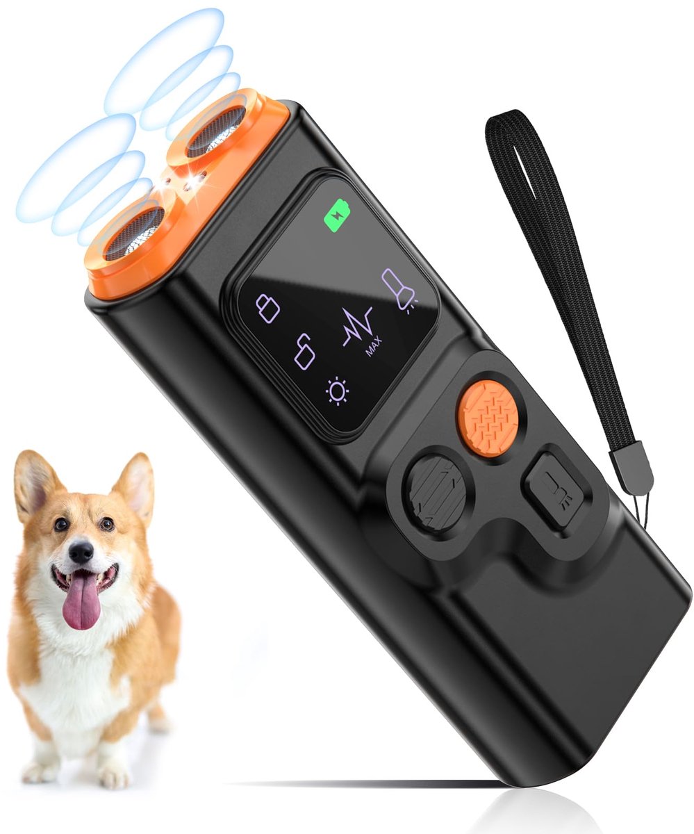 SnelShoppen - Antibell Ultrasoon Apparaat voor Honden - 2 Modi, Stroboscoop & Zaklamp, 30 Meter Bereik, Draagbaar met Display, Geschikt voor Binnen en