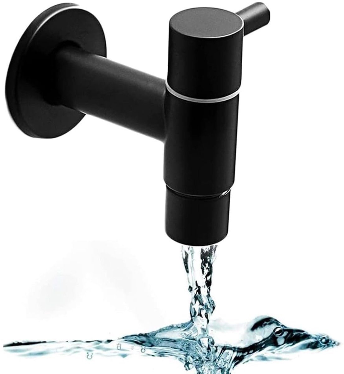 SnelShoppen - Wandkraan Zwart Roestvrij Staal Waterkraan voor Dweilwater, Zwembadkranen, Badkamers, Wastafels, Wasruimtes, Keukens en Tuinen