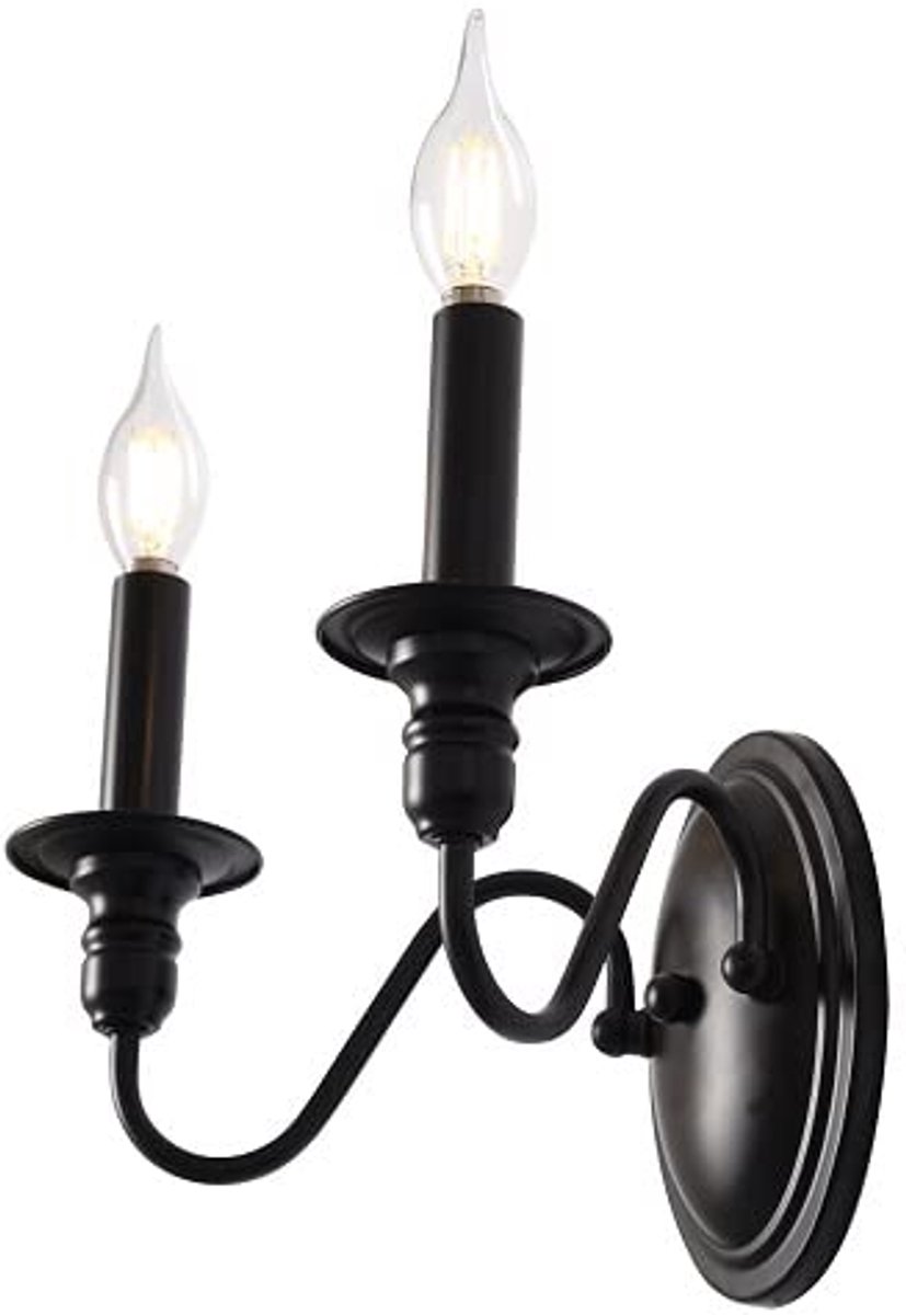 Dailygoods- Wandkandelaar Vintage Stijl - Retro Wandlamp - 2-Lichte Wandlamp - E14 Fitting