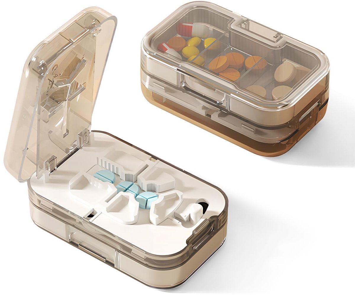 Dailygoods- Pillensnijder verstelbaar - Precisie-pillensnijder - Multifunctionele medicijnsnijder - Waterdicht - Draagbaar - Verzegelde opslag