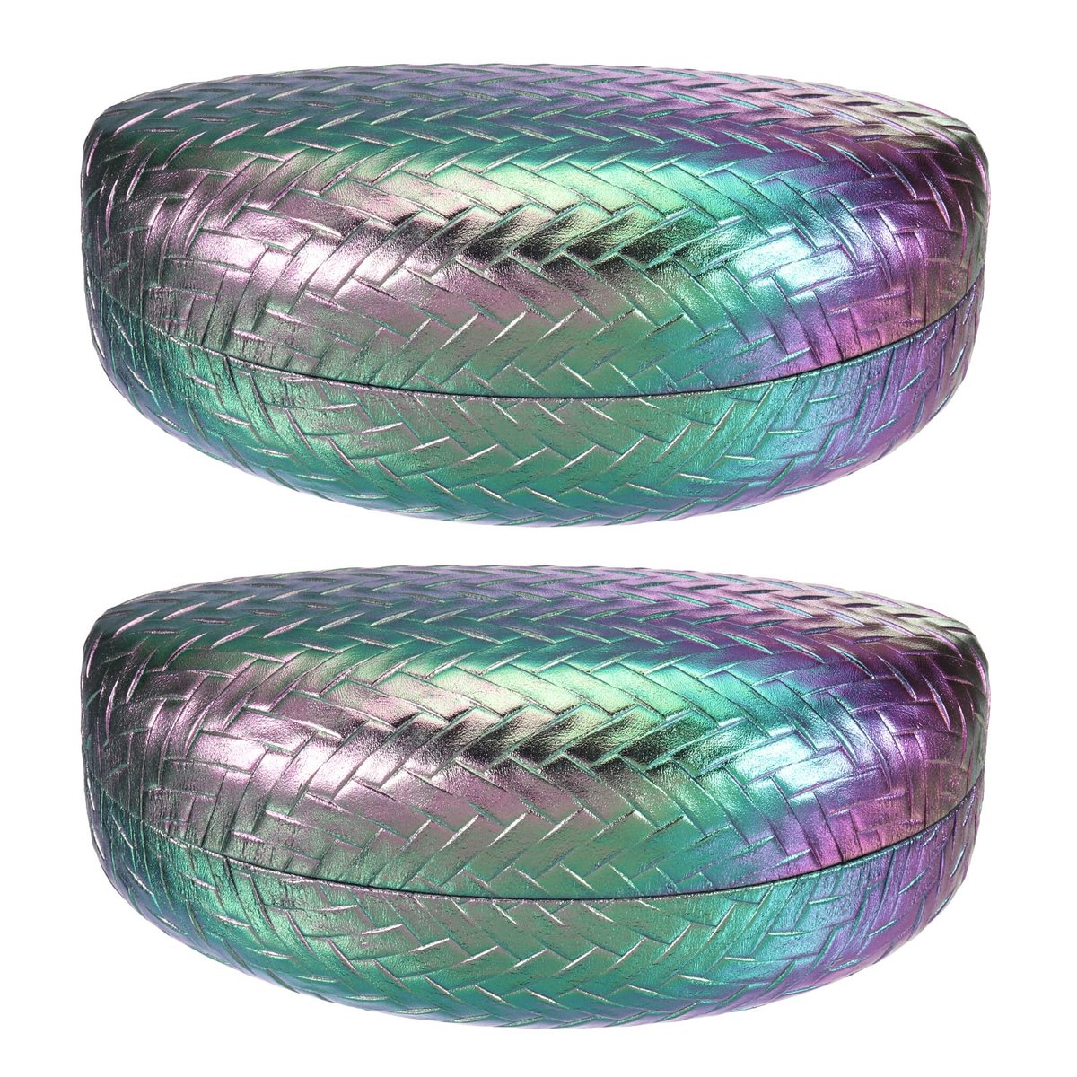 Dailygoods - 2 Stuks Kunstlederen Bril Etui - Krasbestendig in Paars Groene Gradient