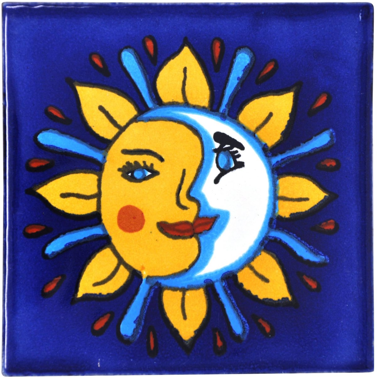 Dailygoods - Mexicaanse handgemaakte Talavera tegels - Set van 10 - 10,5 cm