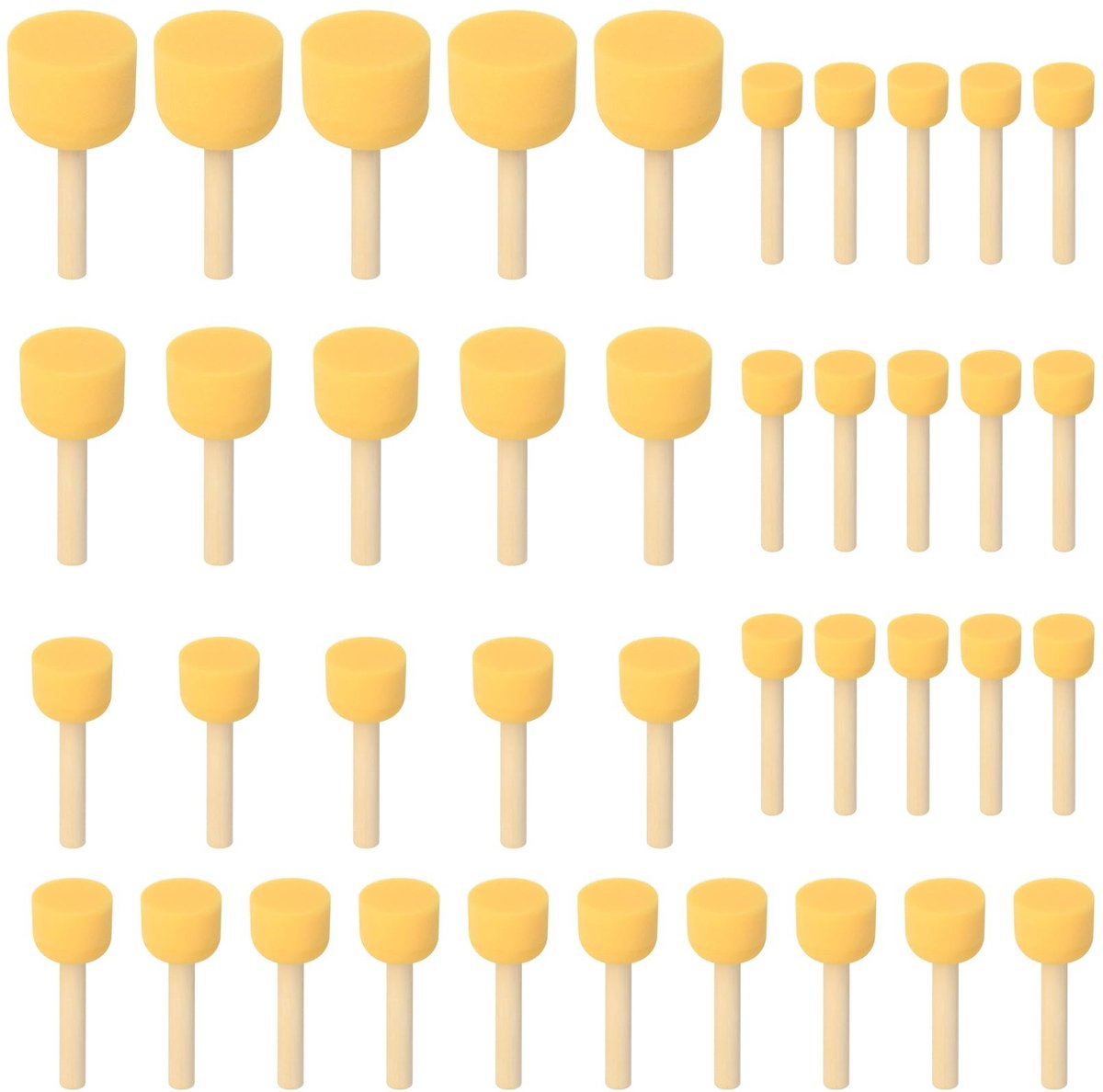 Dailygoods- Sponsstempelpenseelset 40-delig - Schuimrubberen Kwasten - Diverse Maten - Ideaal voor DIY Schilderen - Creatieve Projecten - Kunstnijverheid