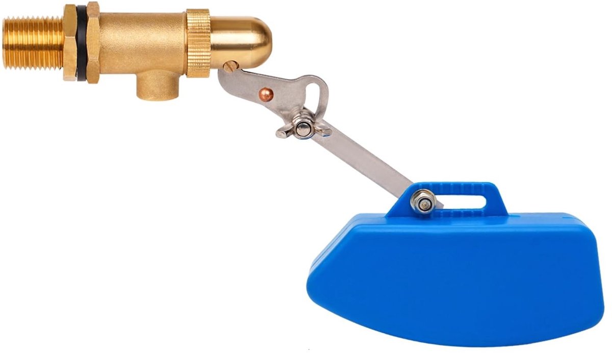 Dailygoods- Vlotterventiel 3/4 inch - Automatische Vlotterklep - Messing/Kunststof - Verstelbare Vlotterschakelaar - Blauwe Vlotter - Corrosiebestendig