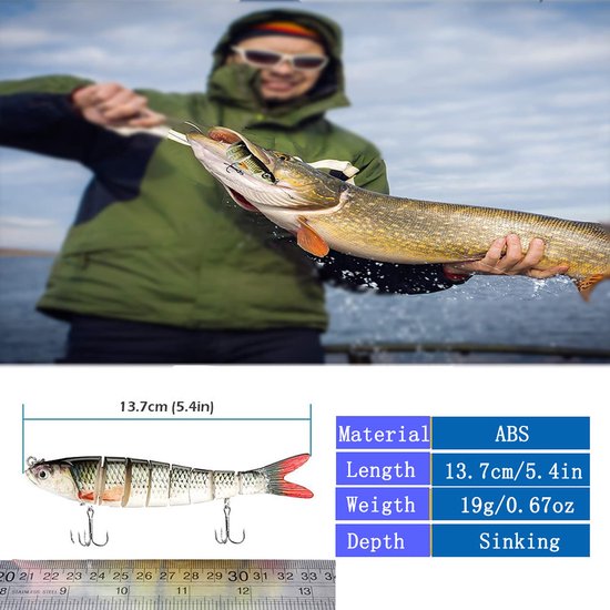 2 Stuks Grote Haak Vissen Lures Set - Langzaam Zinkende Slide Aas voor Snoek en Forel, Vissersaccessoires in Willekeurige Kleur, Perfect voor Vissers — afbeelding 4