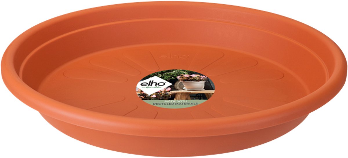 Elho Universele Schotel Rond 19 - Schotel voor Binnen & buiten accessoires - Ø 19.0 x H 2.8 cm - Terra