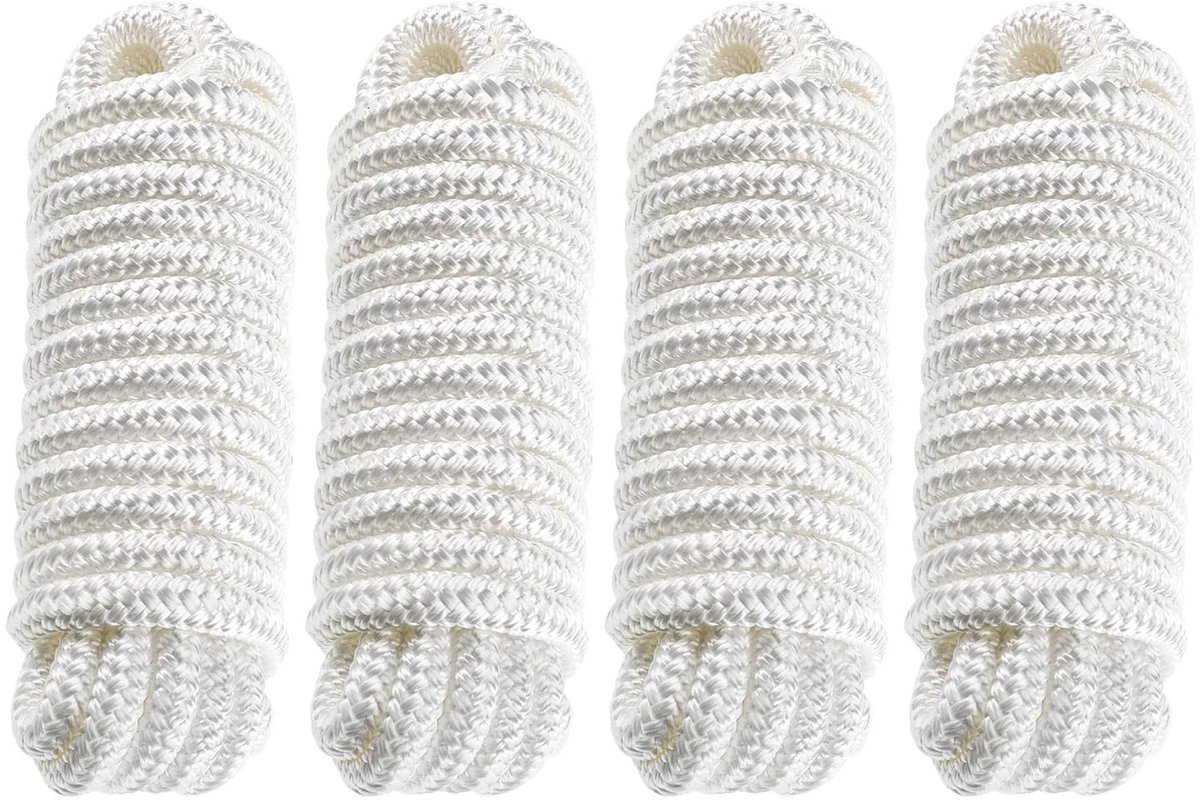 Dailygoods - 4-delige Bootlijn Ø 16 mm met Oog - Nylon Dubbelgevlochten