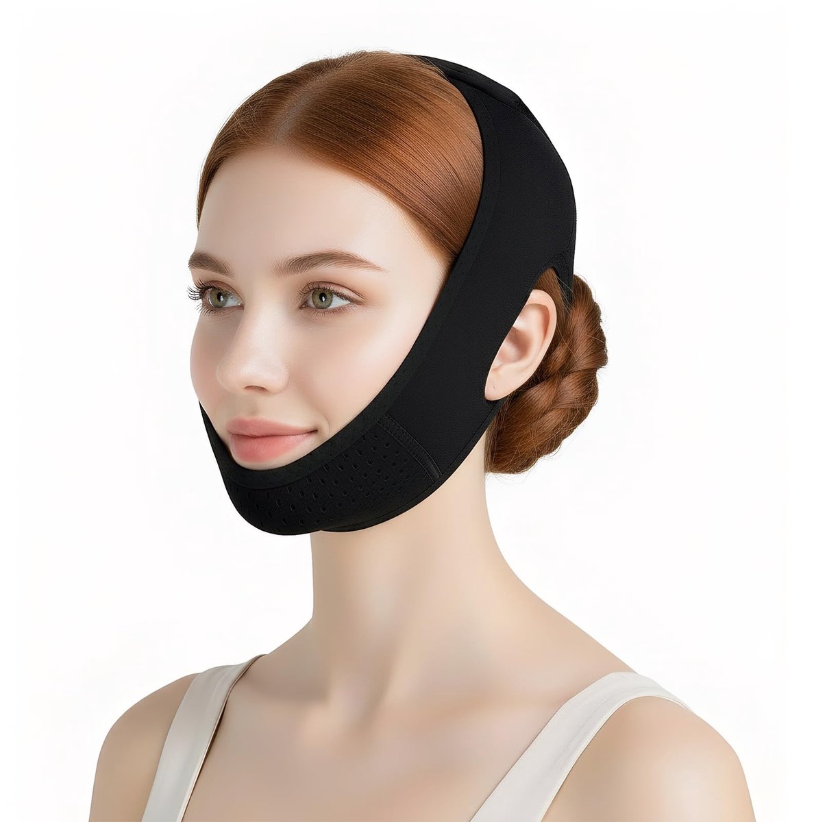 Dailygoods- Gezichtsmasker V-vormig met lifteffect - Herbruikbaar - Voor dames/heren - Zwart - Gezichtsbescherming - Veiligheidswaarschuwing: geen V - Liftmasker