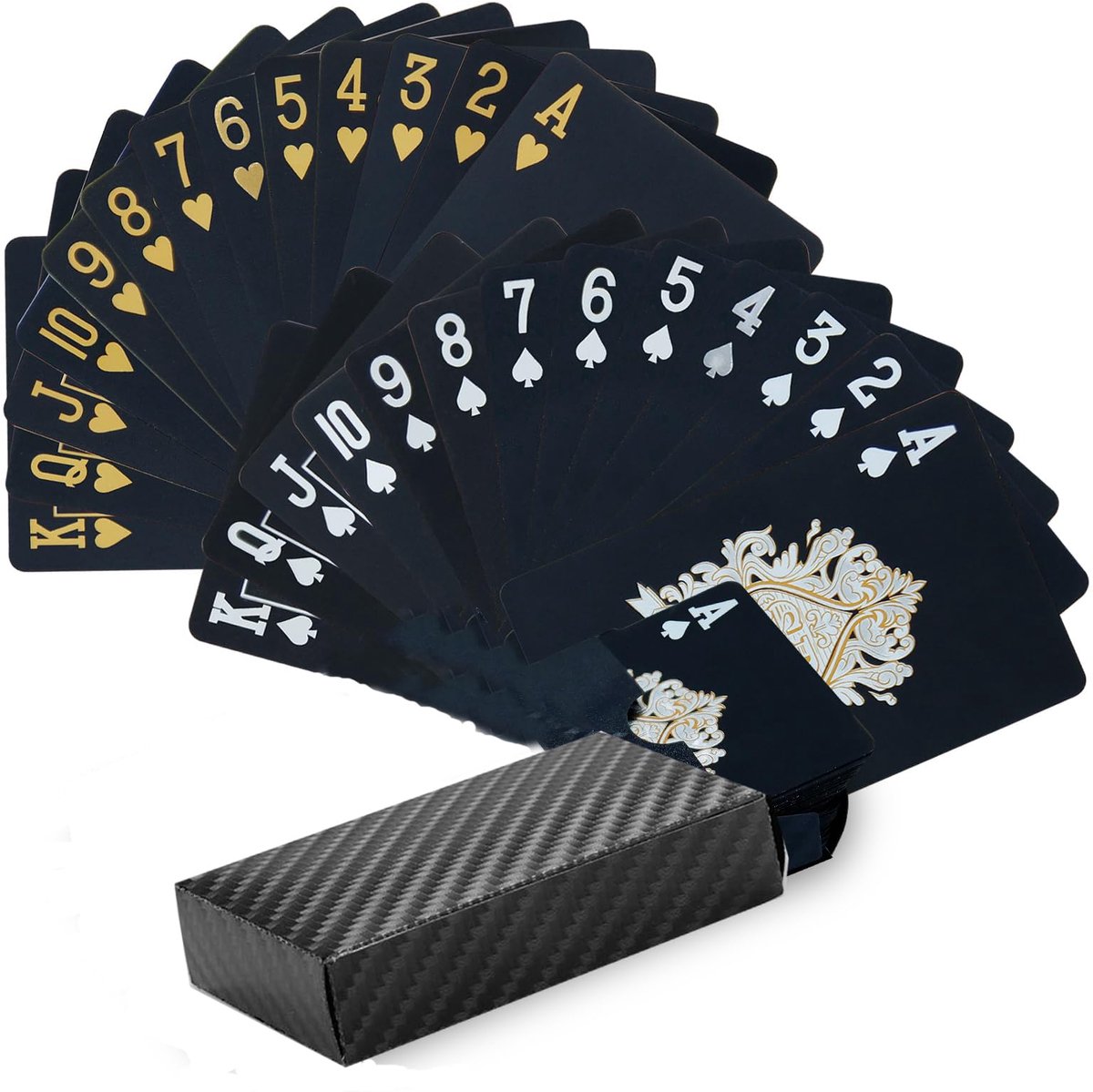 Dailygoods - 2 stuks waterdichte zwarte pokerkaarten - Flexibele plastic speelkaarten voor feesten
