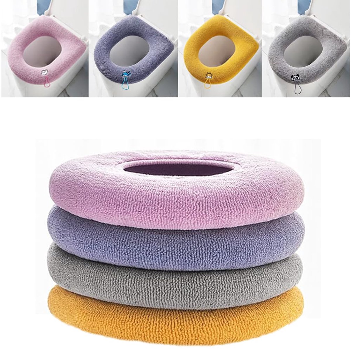 Dailygoods - 4-delige Universele Toiletbril Cover - Wasbare en Warme Toiletzitting