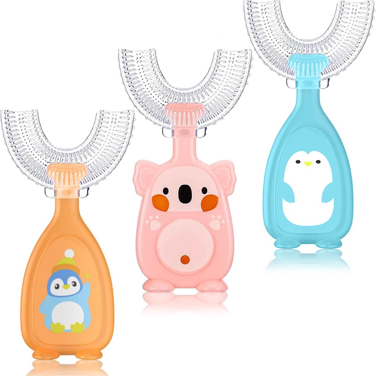 Dailygoods - 3 Stuks U-vormige Tandenborstel voor Kinderen - Zachte Silicone Borstels
