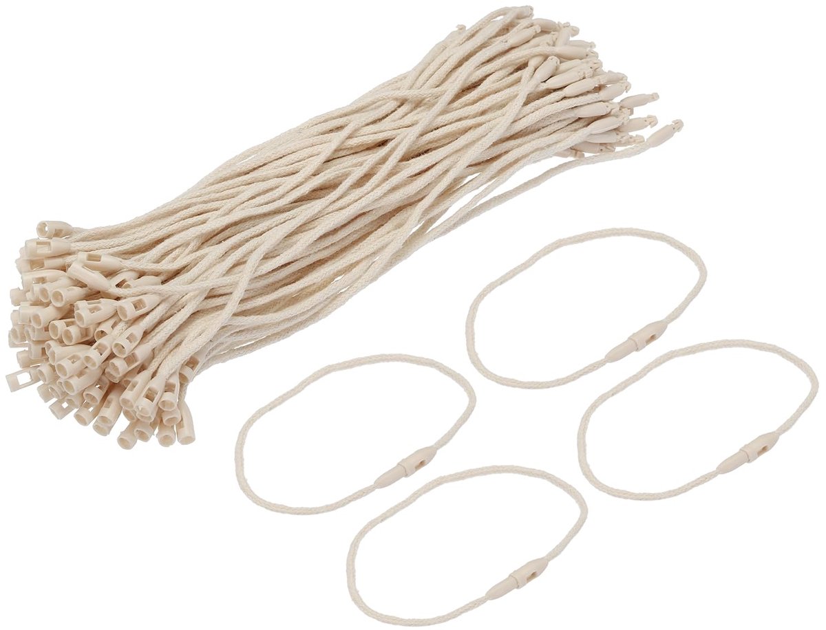 Dailygoods - Label Hanger met Touw - 200 Stuks Beige Plastic en Polyester