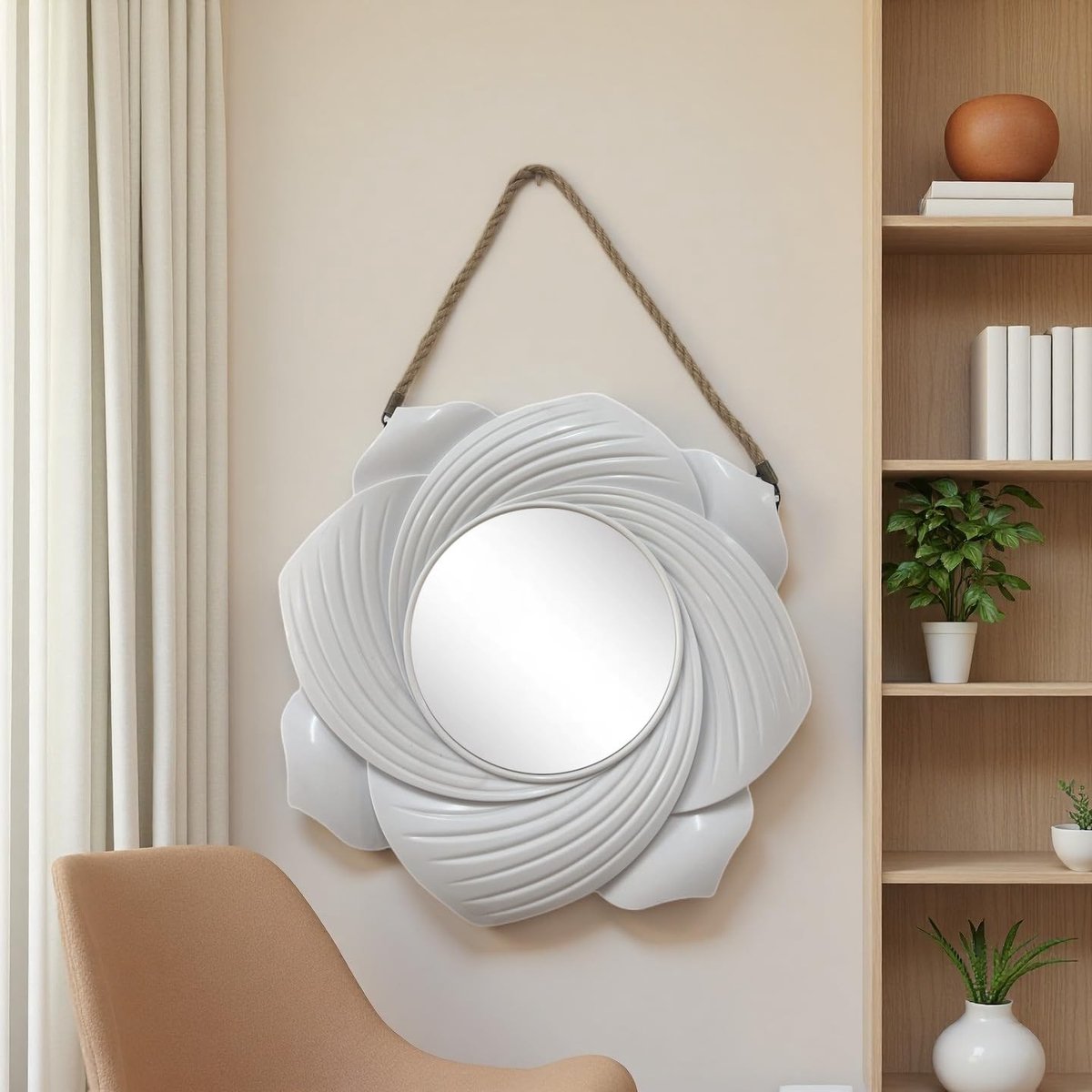 Dailygoods - 37CM Badkamer Makeup Spiegel - Decoratieve Wandspiegel met Touw