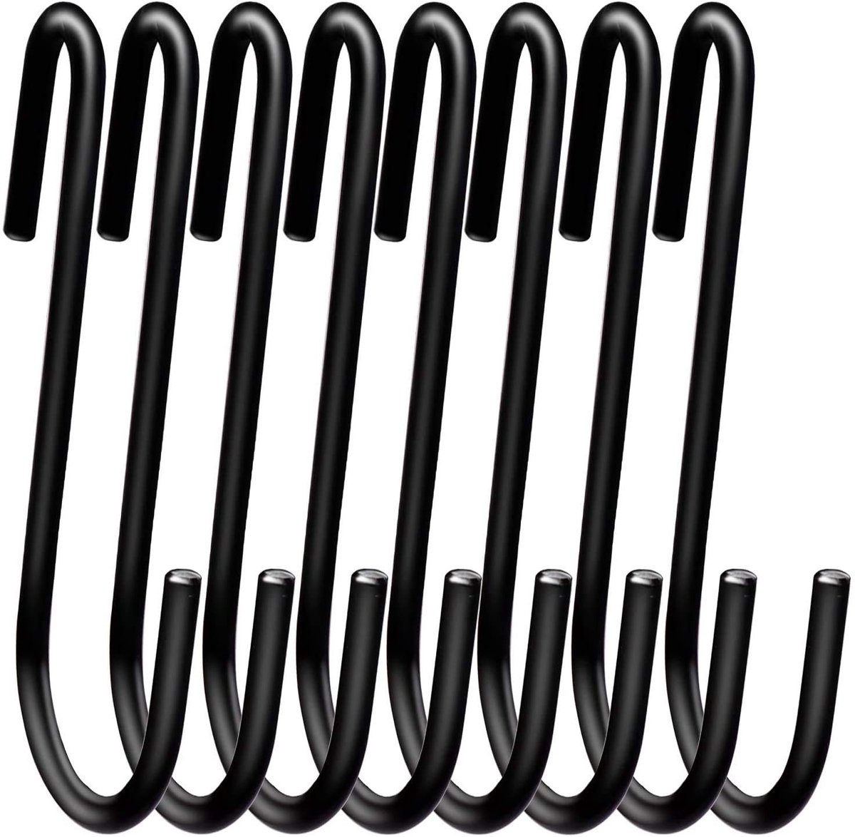Dailygoods - Set van 12 zware S-haken van 10 cm - Zwart