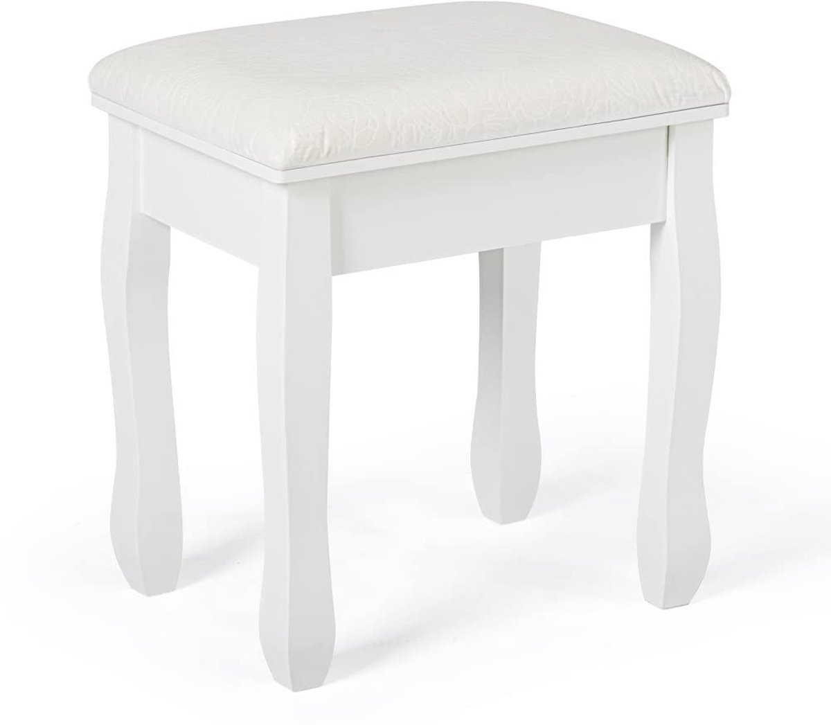 Dailygoods - Dressing Table Stool - Elegante Witte Poef met Barokprint