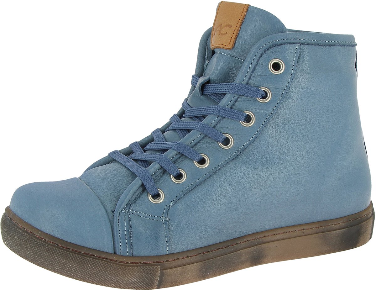 Andrea Conti Dames High-Top Sneaker Leer 0348841-1146 Infinityblue Brandy