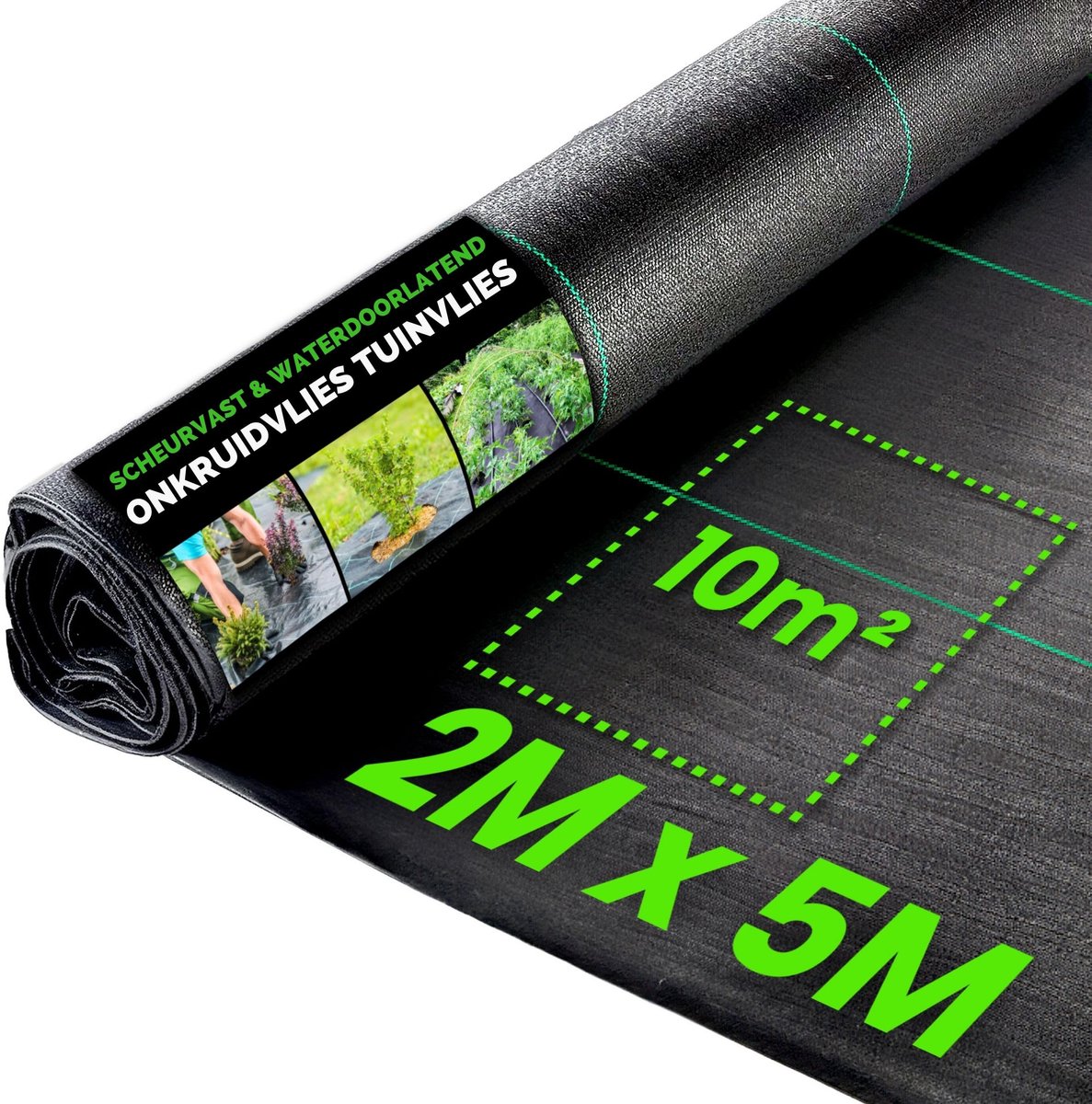 SnelShoppen - Anti-onkruid Worteldoek Gronddoek 2M x 5M - Dikke Kwaliteit Onkruidbestrijding Tuinvlies voor Tuin, Balkon en Terras