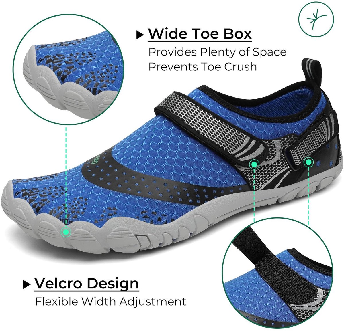 SnelShoppen - Badschoenen Heren en Dames - Sneldrogend, Antislip, 7/9 Drainagegaten, Maat 35-48, Geschikt voor Zwemmen, Strand, Vakantie