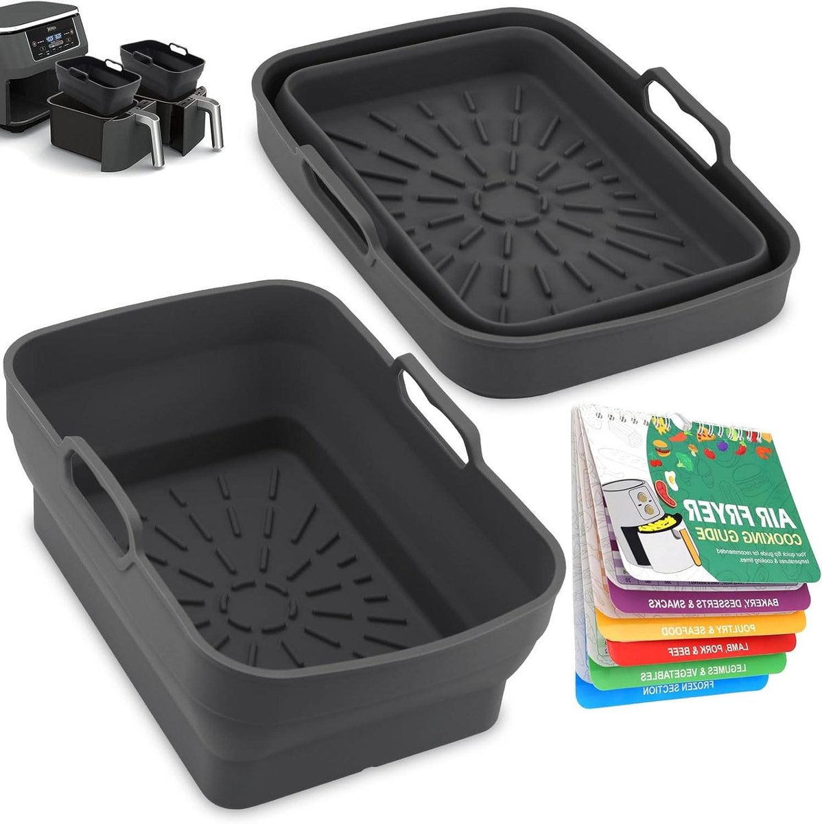 Airfryer Bakvorm Airfryer Accessoires Hygiënisch Koken Met Magnetische Kookhulp 21.5 x 15 x 8 cm Zwart