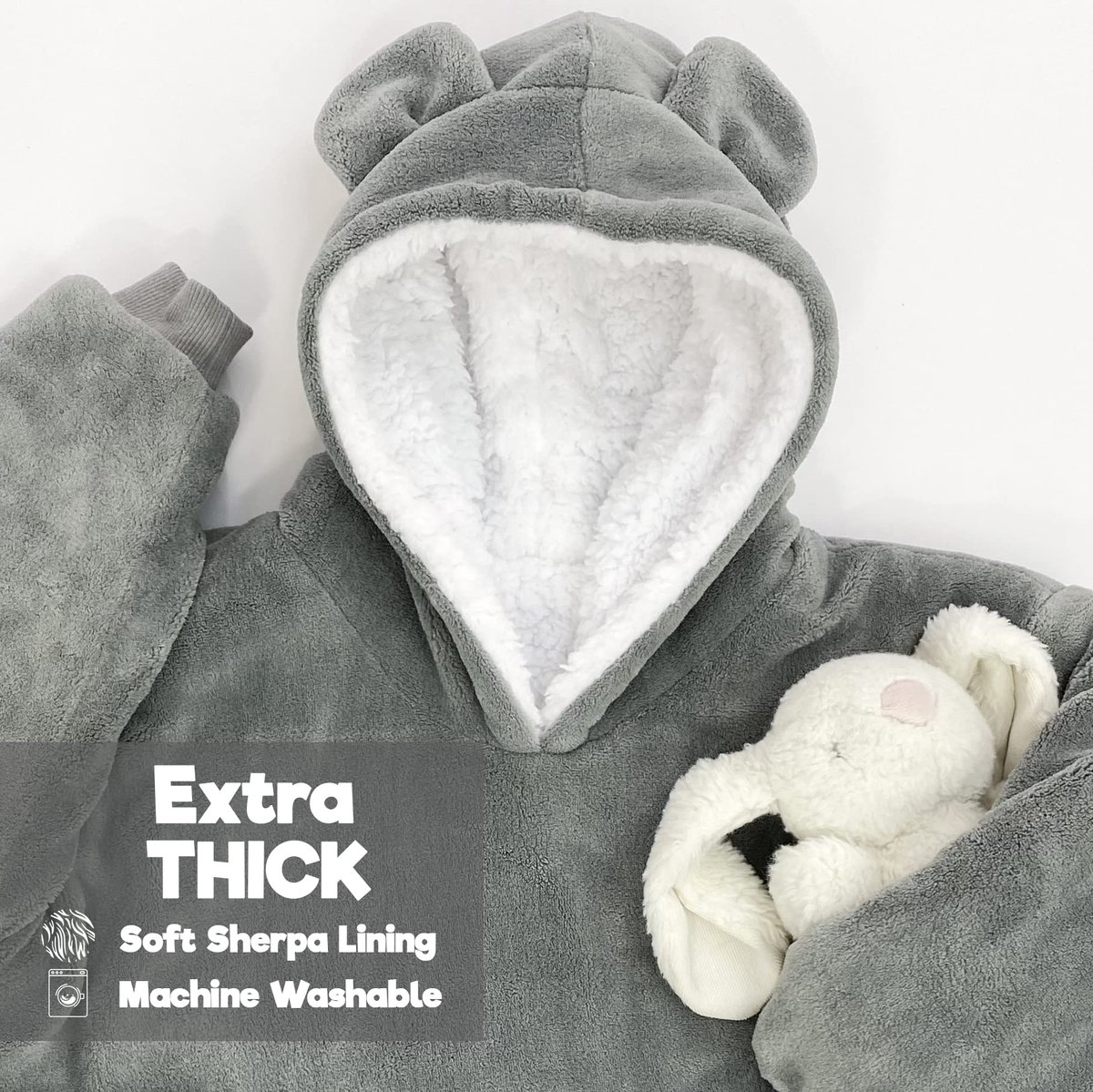 SnelShoppen - Deken Hoodie voor Kinderen - Schattige Dierenknuffelhoodie - Zachte en Warme Oversized Capuchondeken voor Meisjes en Jongens - Perfect v