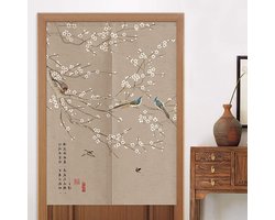 Deur Gordijn - Kamerscherm Partitie - Ruimte Verdelen - Bloemen Inkt Patroon - 85 x 150 cm - Meihua