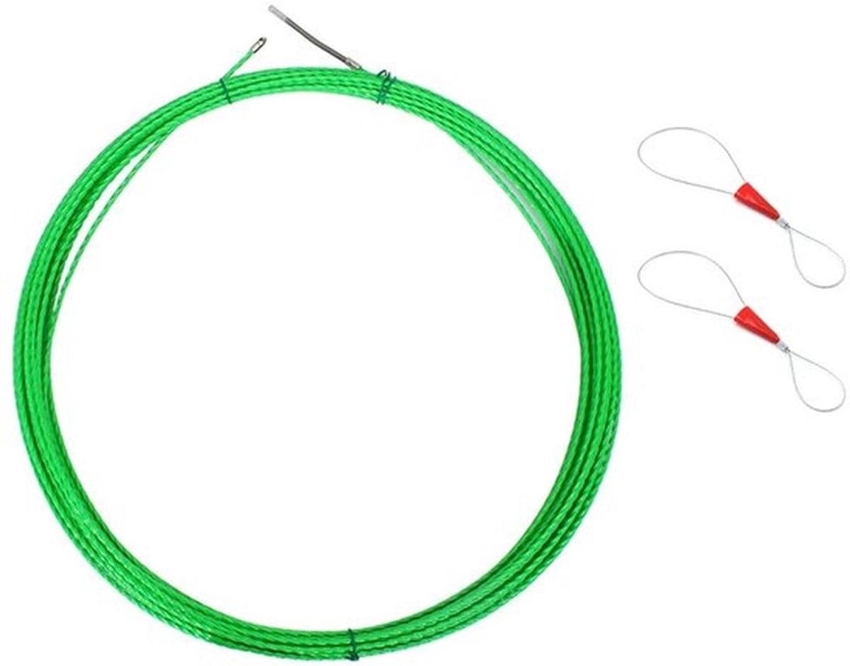 Kabeltrekhulp - Spiraaltrekdraad - Eenvoudig kabels leggen - Groen - Geleidingsveren - 20 meter - Geschikt voor plastic buizen - Accessoi...