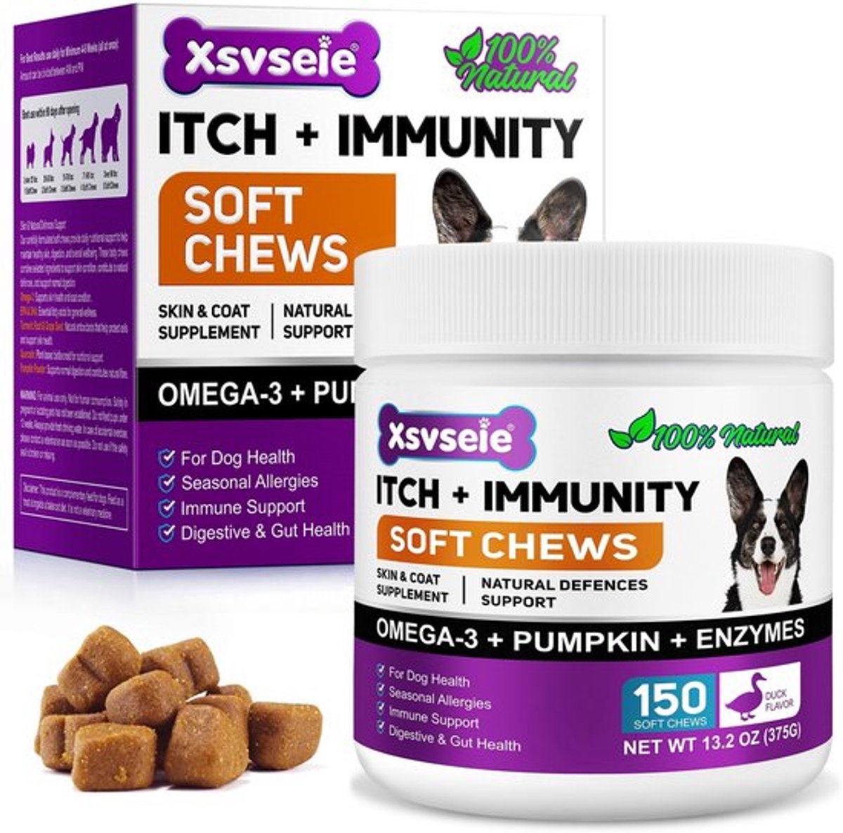 Allergie-lekkernijen 150 stuks - Natuurlijke snack - Immuuntraktaties - Omega-3 vetzuren - Gezonde huid/vacht - Verlichting jeuk/allergieën - Hondensnacks