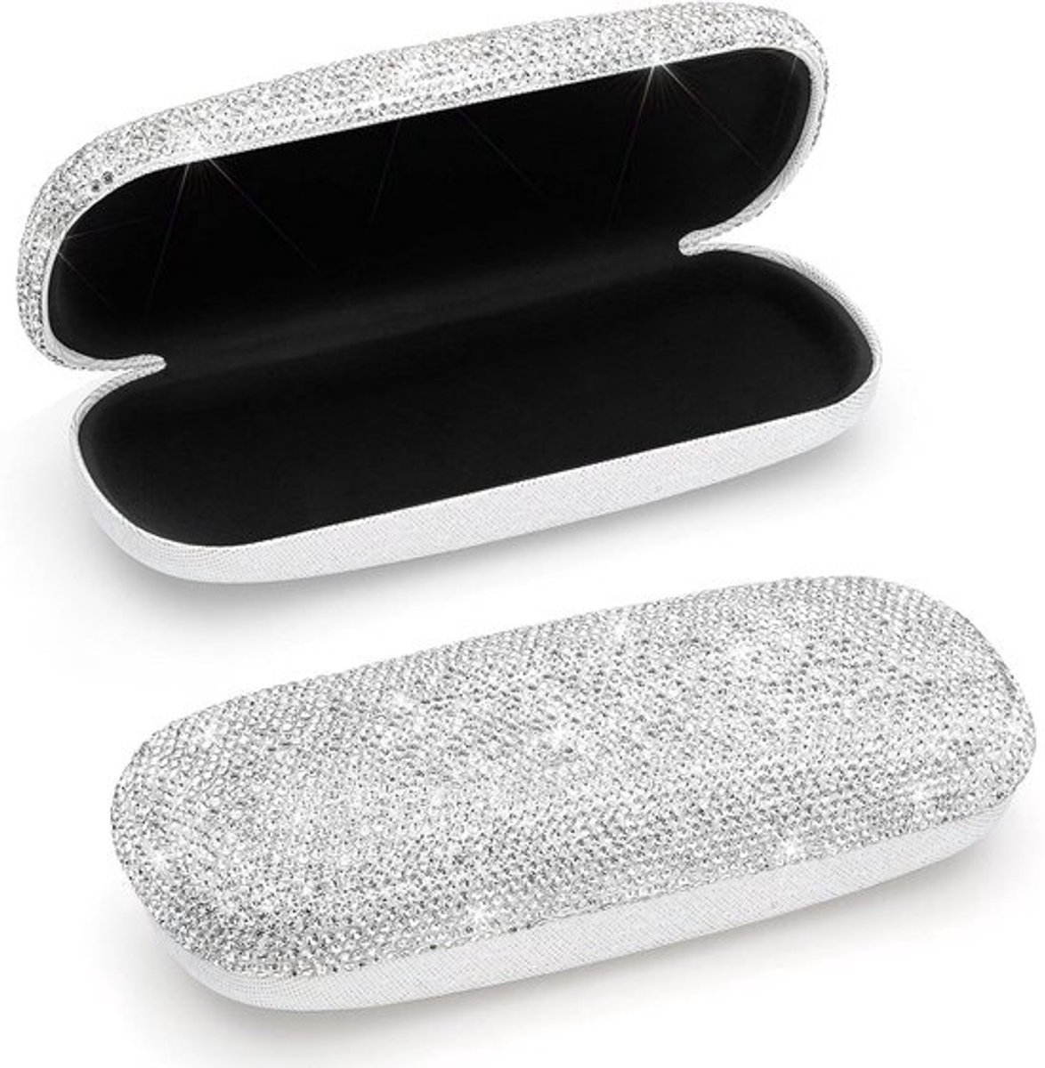 Harde Brillenkoker voor Dames | Strass Decoratie | Draagbaar en Ruim - Brillenorganizer voor op Reis - Zonnebril Opbergbox