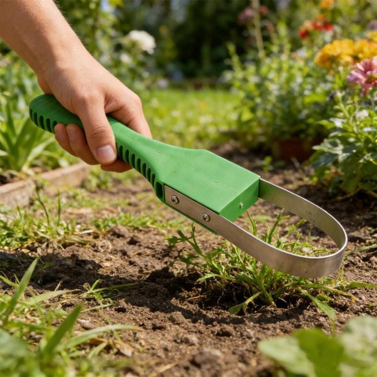 Handmatige Onkruidsnijder met Roestvrijstalen Tuinhandtrekker - Wortelwieder met PVC-handgreep voor Wieden - Geschikt voor Tuinieren - Geel Onkruidslinger.